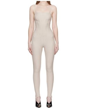 Mugler Corset-Detail Jumpsuit - Natural