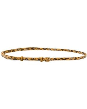 Dries Van Noten Snake-Effect Leather Belt - White