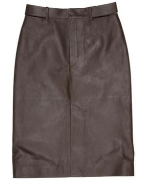 Jil Sander Cut-Out Waist Leather Midi Skirt - Brown