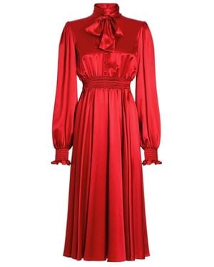 Dolce & Gabbana Silk Midi Dress - Red