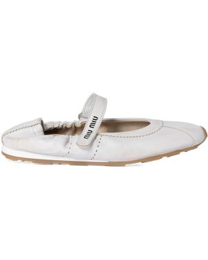 Miu Miu Bleached Nappa Leather Ballerinas - White