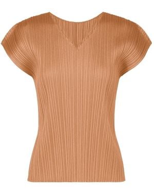 Pleats Please Issey Miyake Pleated Long-Sleeve T-Shirt - Natural