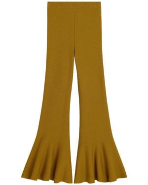 Ami Paris Elasticated-Waist Flared Trousers - Green