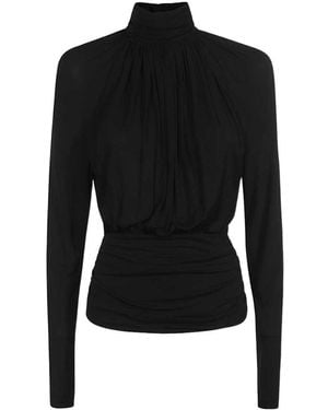 Saint Laurent Cut-Out High Neck Top - Black