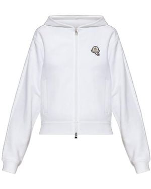 Moncler Long-Sleeved Hooded Sweatshirt - White