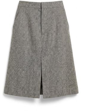Bottega Veneta Straight Fit Midi Skirt - Gray