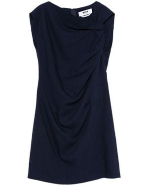 MSGM Twist Detailed Asymmetric Neck Mini Dress - Blue