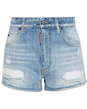 DSquared² Distressed Denim Shorts - Blue