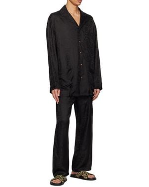Versace Logo Shirt Pajamas - Black