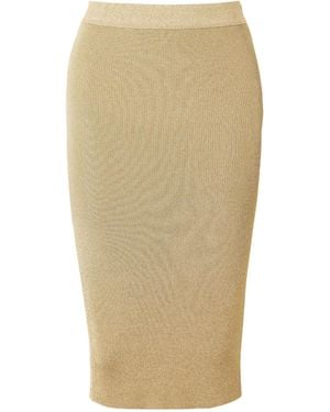 Stella McCartney Metallic Ribbed-Knit Midi Skirt - Natural