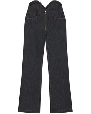 we11done Uneven Thigh-Rise Wide-Leg Jeans - Blue