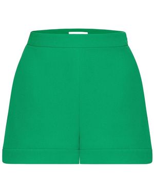 Valentino High-Waisted Silk Tailored Shorts - Green
