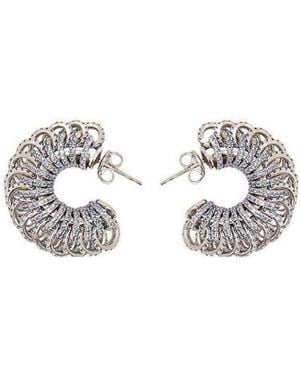 Bottega Veneta Logo Details Earrings - White