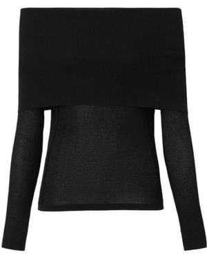 Burberry Ribbed-Knit Off-Shoulder Top - Black