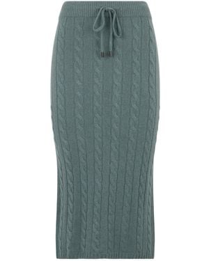Peserico Drawstring Cable-Knitted Midi Skirt - Green