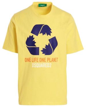DSquared² Logo Printed Slouchy Fit Jersey T-Shirt - Yellow