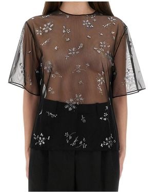 Rabanne Crystal-Embellished Sheer Top - Black