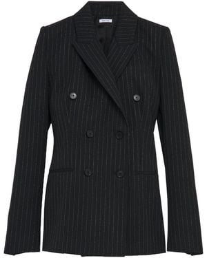 McQueen Wool Pinstripe Blazer - Black