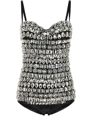 Dolce & Gabbana Crystal Bodysuit - Black