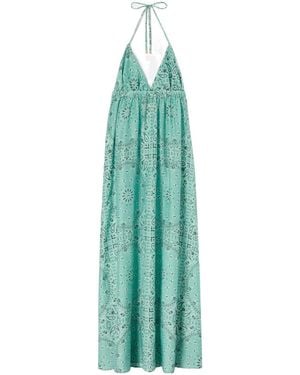 MC2 Saint Barth Zucky Bandana-Print Maxi Dress - Green