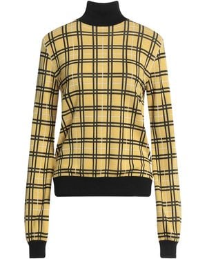 Marni Plaid Wool Turtleneck Knit Sweater - Yellow