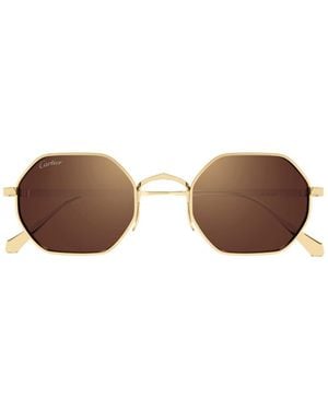 Cartier Geometric Frame Sunglasses - Brown
