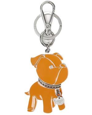 Fendi Enamel And Palladium-Finish Metal Key Ring - Metallic