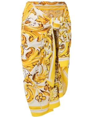 Dolce & Gabbana Majolica Printed Jersey Pareo - Yellow