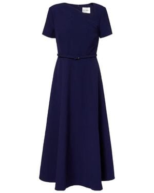 Roland Mouret Asymmetric Belted Crêpe Midi Dress - Blue