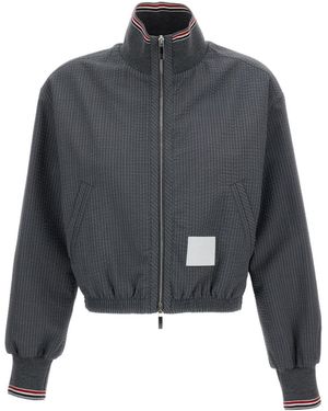 Thom Browne Zip-Fastening Patch-Detailed Jacket - Grey