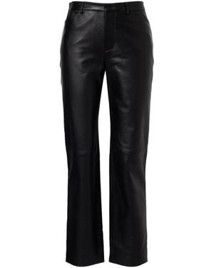 Vince Leather Cropped Straight Trousers - Black