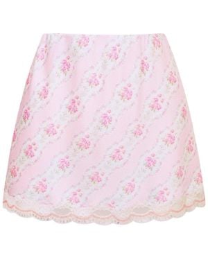 LoveShackFancy Bernes Mini Printed Skirt - Pink