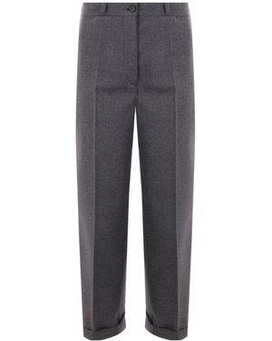 Prada Pleated Turn-Up Hem Trousers - Grey
