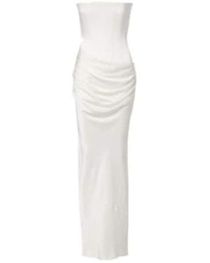 Alex Perry Bridal Draped Crêpe Satin Corset Gown - White