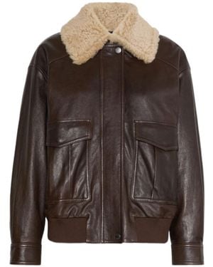Weekend by Maxmara Long-Sleeve Leather Jacket - Brown