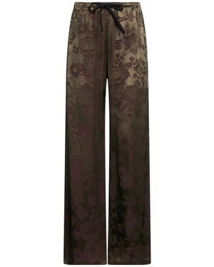 MM6 by Maison Margiela Patterned Wide-Leg Trousers - Brown