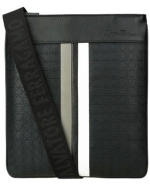 Ferragamo Stripe Print Shoulder Bag - Black