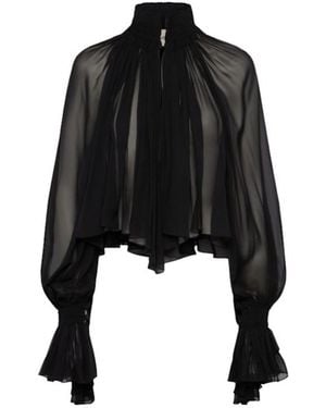 KHAITE Durer Ruffled Silk Shirt - Black