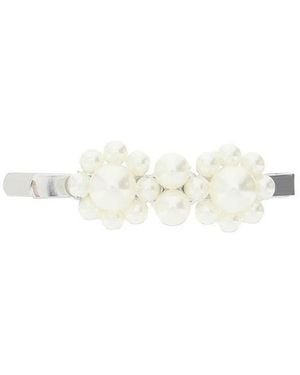 Simone Rocha Logo Engraved Embellished Hair Clip - White