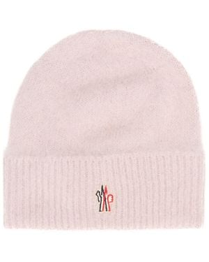 Moncler Grenoble Logo-Patch Knitted Beanie - Pink