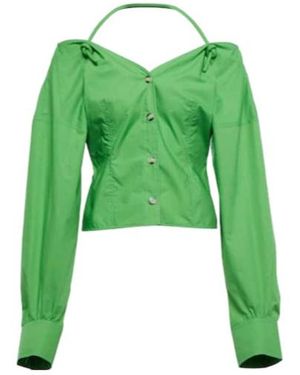 Nanushka Tami Cotton Poplin Halterneck Top - Green