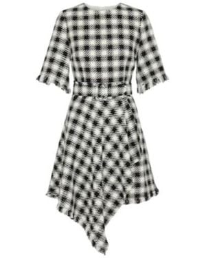 Oscar de la Renta Checked Asymmetric Minidress - White