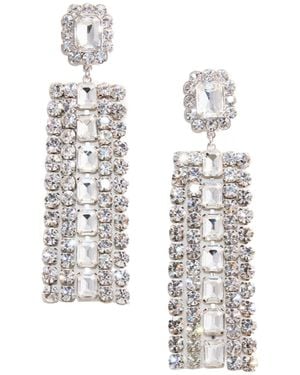 Self-Portrait Embellished Droplet Earrings - White