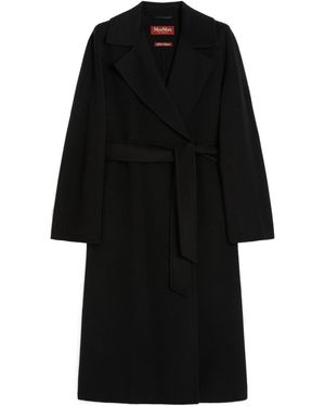 Max Mara Wool, Cashmere And Silk Long Wrap Coat - Black