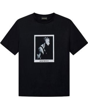 Emporio Armani Photographic-Print Jersey T-Shirt - Black