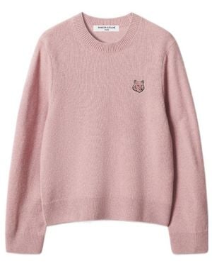 Maison Kitsuné Fox-Patch Wool Sweater - Pink