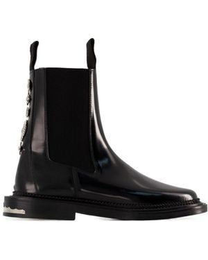 Toga Virilis Stud-Embellished Leather Ankle Boots - Black