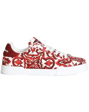Dolce & Gabbana Majolica-Printed Portofino Trainers - Red