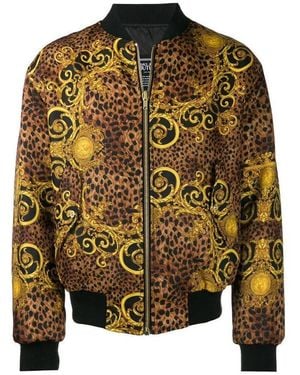 Versace Jeans Couture Leopard Zipper Baseball Jacket - Yellow
