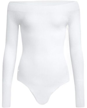 Alaïa Alaïa Off-Shoulder Ribbed Bodysuit - White
